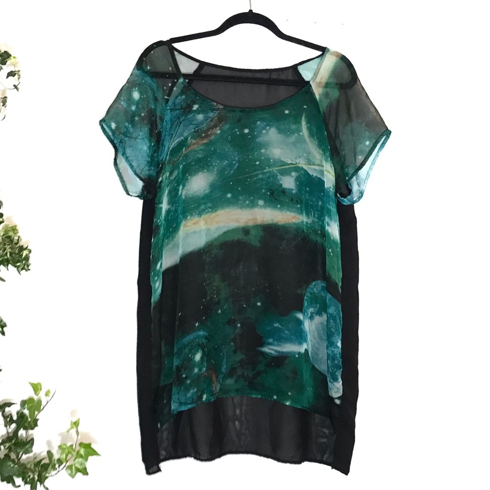 🌙Karmaloop Sheer Galaxy Print Tunic or Dress